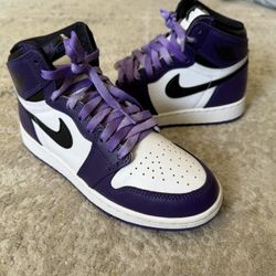 Authentic Nike Air Jordan Retro 1 Court Purple Size 5.5 Youth, Woman’s 7, Not Travis Scott, Supreme, Union, Dior 