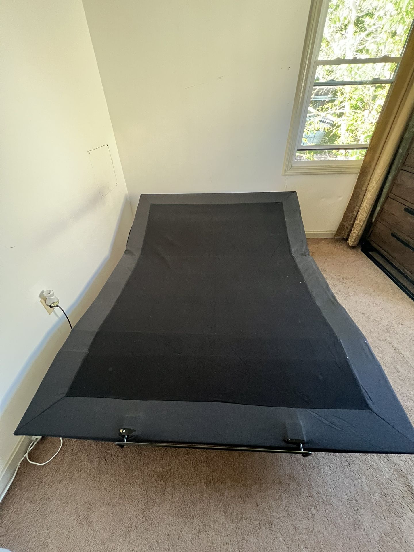 All Black Upholstered Bed Frame with Upholstered Motor, Motorized Head and Foot Incline, Wireless Remote Control, Assembly Required, Bed Base Only