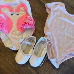 Bathing Suit Sz 3,Ballerina Bodysuit  Size 3 & Slippers size 10 