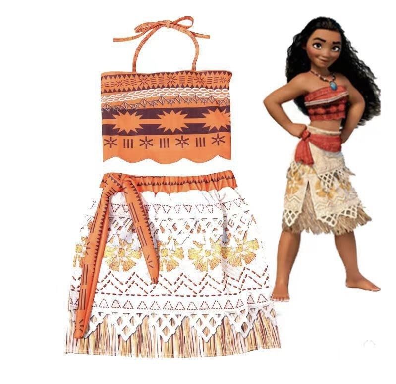 Moana Dress And Flower Clip Set
