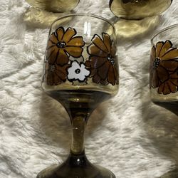 Vintage Floral Goblets – Set of 6