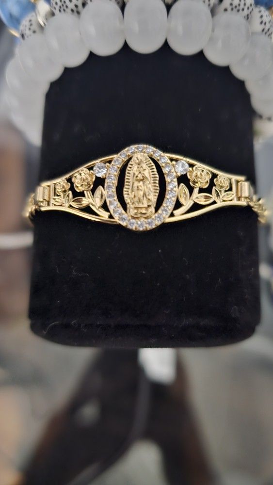 14k Gold Plated Bracelet Of The Virgin Mary