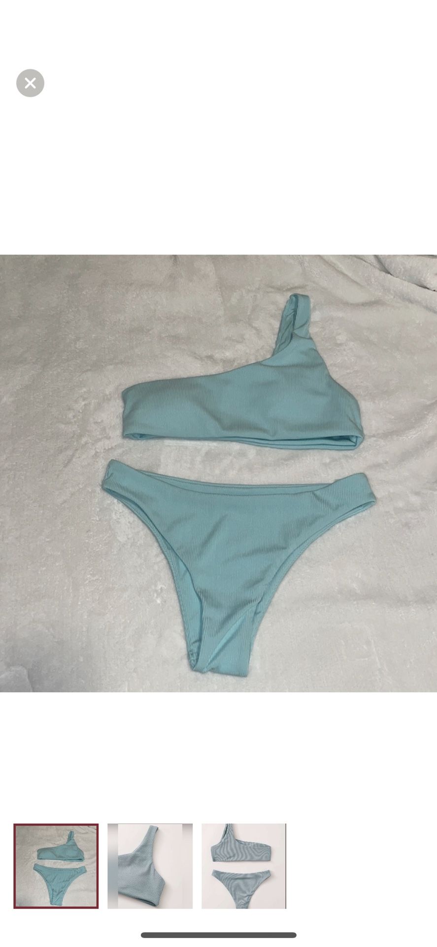 Rib One Shoulder Bikini Swimsuit