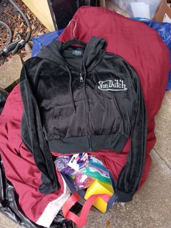 Von Dutch Black Velour Zip-Up Hoodie