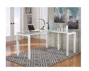 Ashley’s Baraga White L-Shaped Desk for Sale