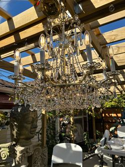 Large Crystal Chandelier with Candelabra Arms