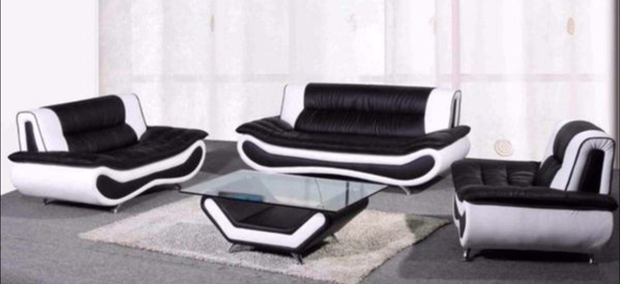 New black/white modern style 4pc living room set