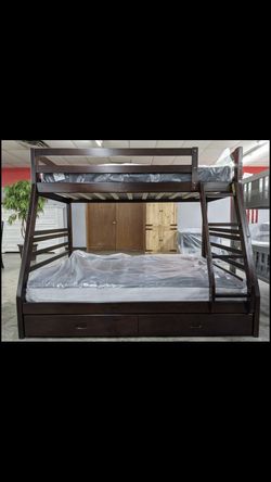 Twin Over Full Oak Wooden Bunk Bed Set ONLY $789!! $39 Down, Fast And Easy Approvals! Thumbnail