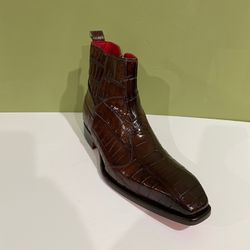 Fennix Italy Boot Brown Alligator Side Zipper 