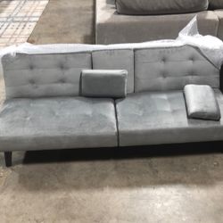 Small  Light Gray Futon Couch 