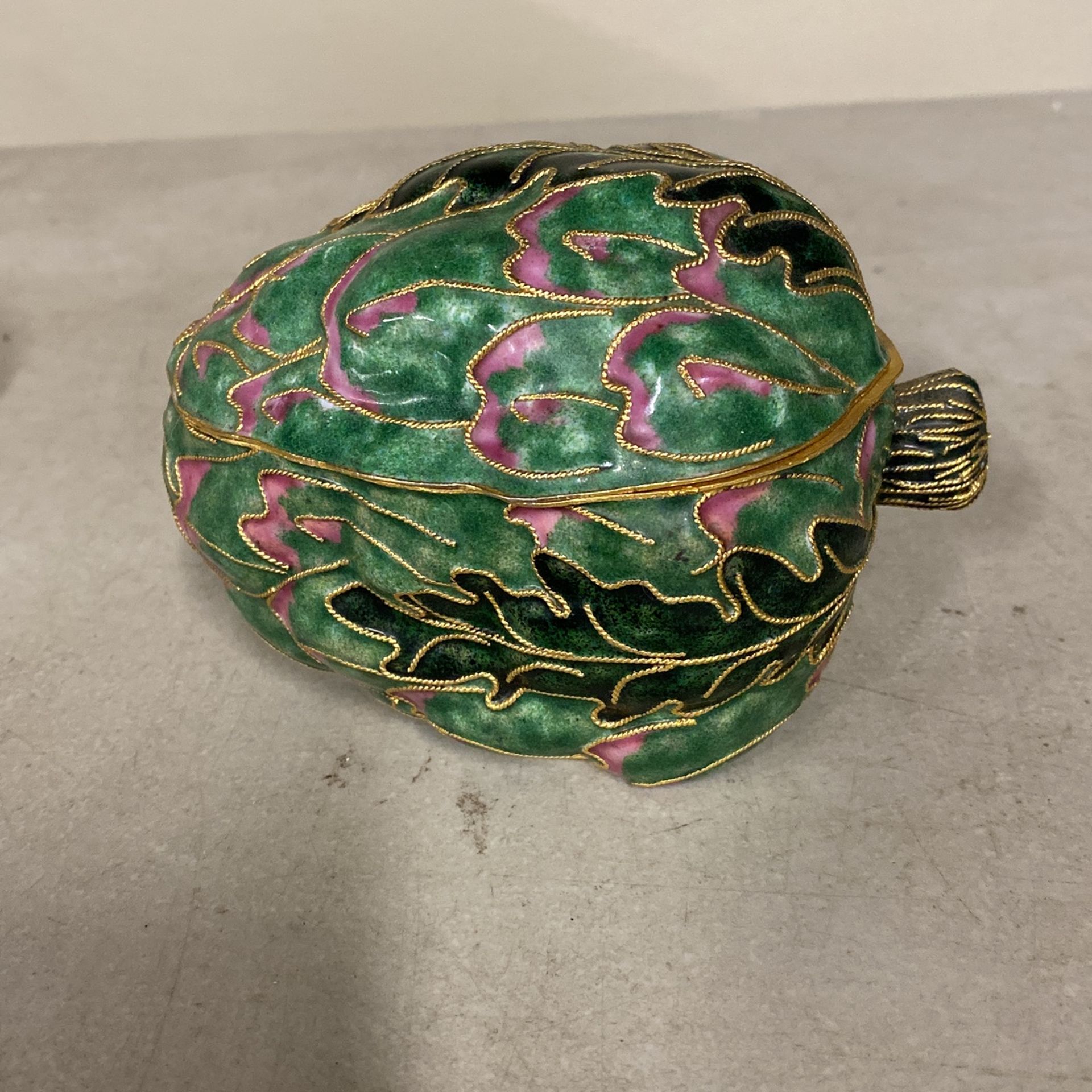 Vintage Cloisonné Artichoke Trinket Box