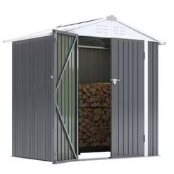 ❤️‍🔥 6 ft. W x 4 ft. D Outdoor Storage Metal Shed Utility Patio Shed for Garden and Backyard 24 sq. ft. in Gray$150