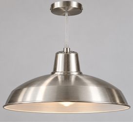NEW Hampton Bay 16” Brushed Nickel Warehouse Pendant Light