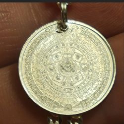 .999 Fine Silver Aztec Calendar Pendant 3g - 25mm 