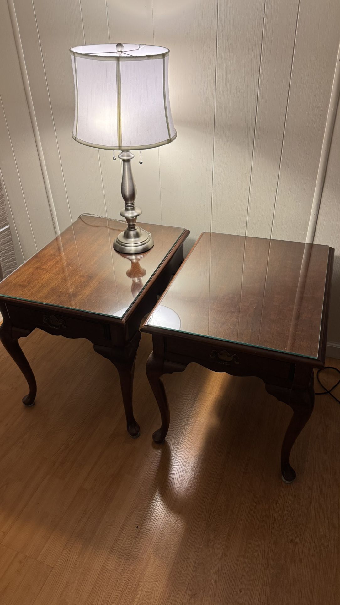 Glass Top Wood End Tables 