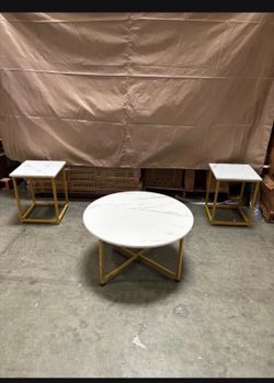 New Assembled Coffee Table with 2-Piece End Tables