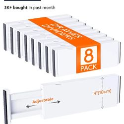 Lifewit 8 Pack Drawer Dividers 4" High, 11-17" Adjustable Dresser Drawer Organizers for Clothes, Expandable Dresser Separators in Bedrcom/Bathroom/Kit