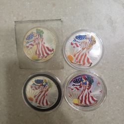 2000 And 2001 Colorized American Silver Eagles.  $55 Each 