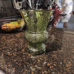 Vintage Anchor Hocking Green Flower Vase