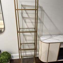 Crosley Furniture Aimee 4 Shelf Narrow Glass/Metal Etagere in Antique Gold