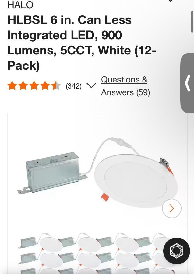 HALO 5 Color selectable slim canless led downlight 6”