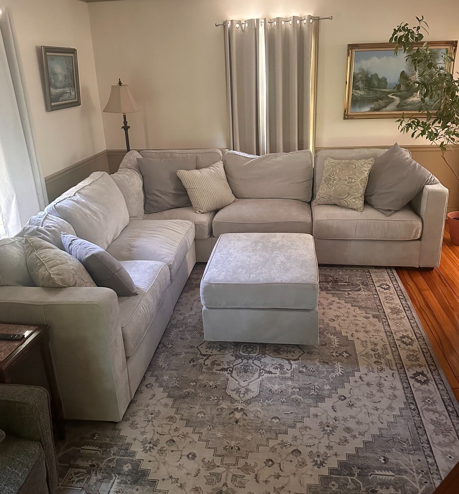 LoveSac Sactional Sectional Sofa - Sides, Bases, Covers. Sky Grey Corded Velvet.