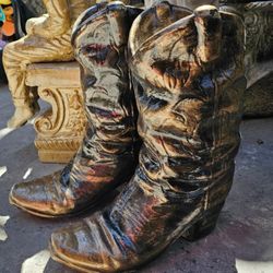 Concrete Boots Outdoor Decor