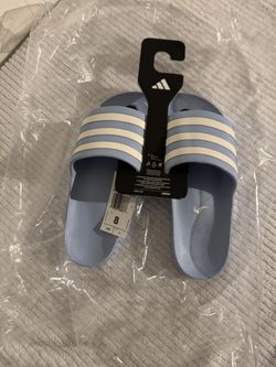 Adidas Adilette Aqua Slides – Size 8 – New, Blue / White