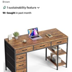 47 Inch Rustic Brown Computer Desk