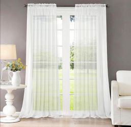 Sheer Curtains, White, 52" W x 96" L