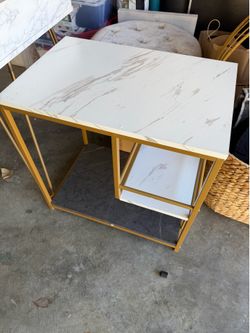 Modern Gold Faux Marble End Table / Side Table