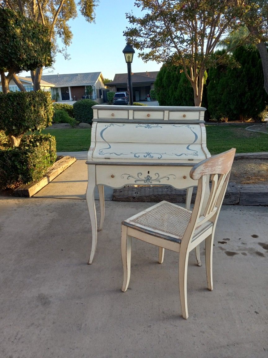 Vintage French Country Desk with Chair