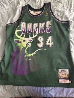 100% Authentic Mitchell & Ness Ray Allen 96-97 Away Milwaukee Bucks Jersey