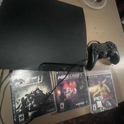 PS3 Slim 320 Gig W Games And Wired Control 