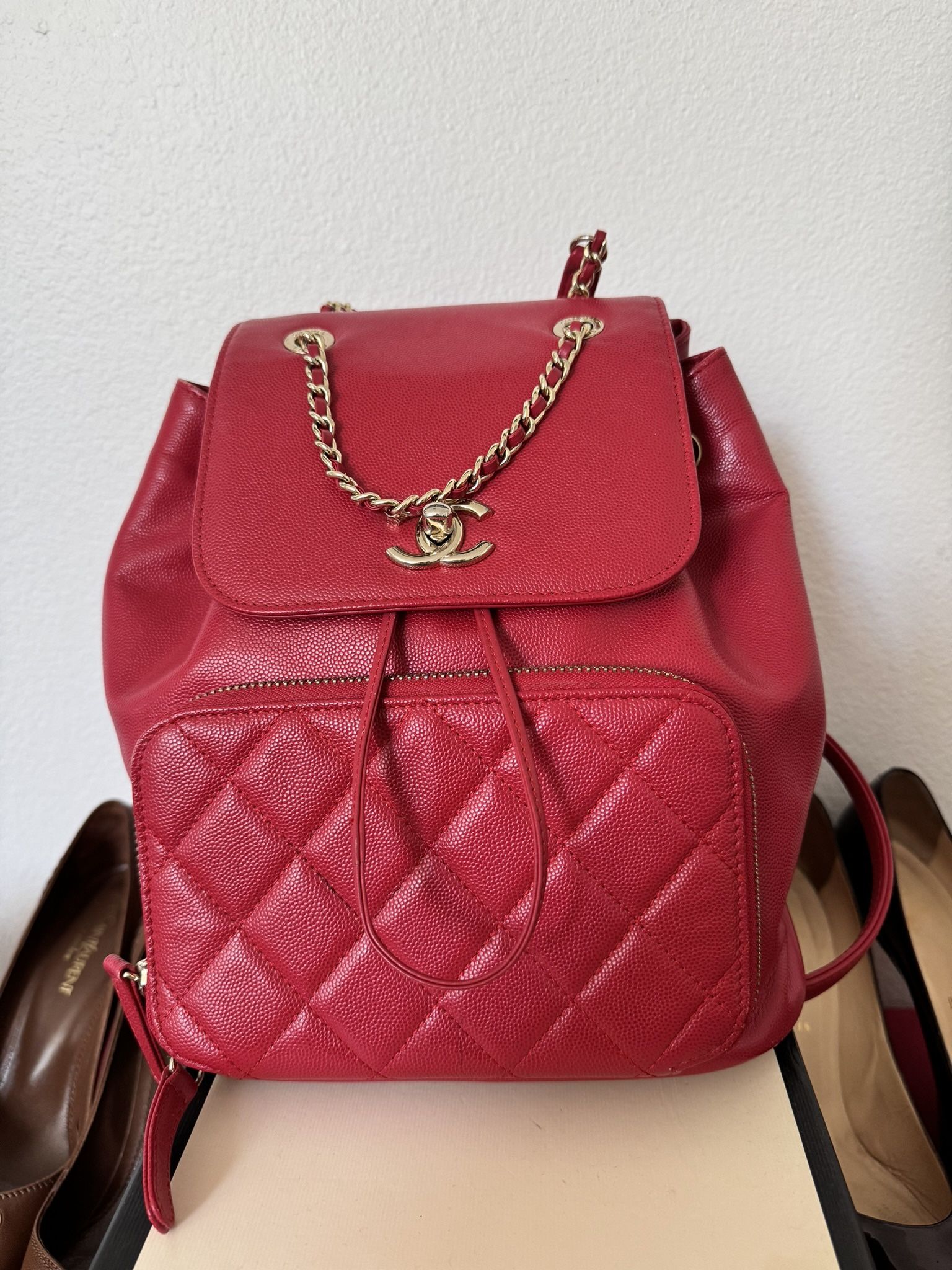 Backpack – Premium | Red Caviar Leather | Gold Hardware | Like New