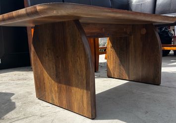 Solid Wood Coffee Table with Slab Base. 47” Length 20” Height 2’ Width