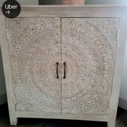 Wood Cabinet Boho Style 40x30 2 Shelves