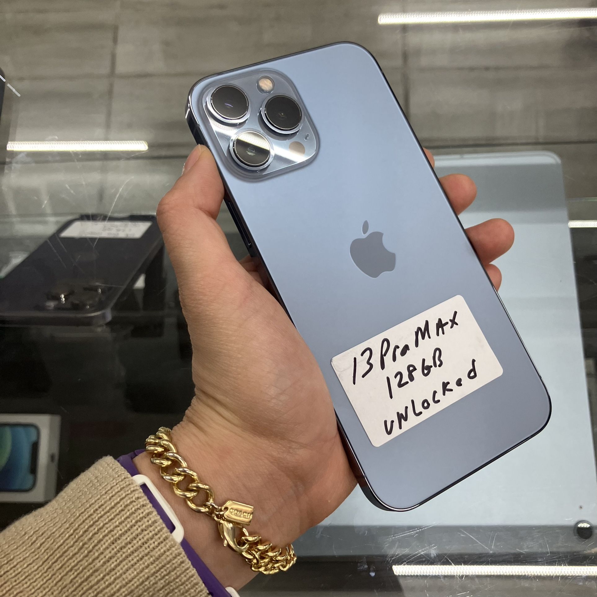 Blue iPhone 13 Pro Max Unlocked Cheap $50 Down With Approval