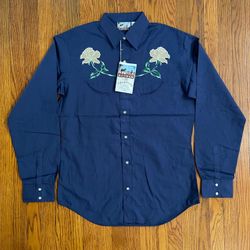Brand new 1981 vintage madman western embroidered pearl snap shirt