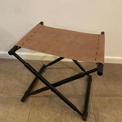 Preston Folding Leather Sling Ottoman