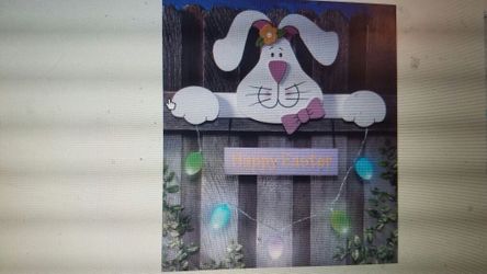 Lighted Easter bunny fence hanger