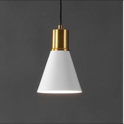 JONATHAN Y Apollo 6 in. 1-Light Mid-Century Modern Iron, White/Brass Gold LED Pendant Light