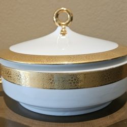 Vtg 18k Gold Edge Royal B Bavarian Round China Soup Pot