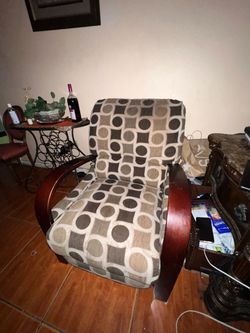 Upholstered Accent Chair with Wood Arms