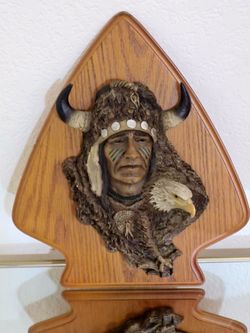 Native American Chief Wall Plaque with Eagle
