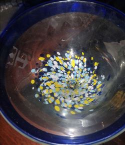 Art Glass Bowl with Multicolor Speckled Interior