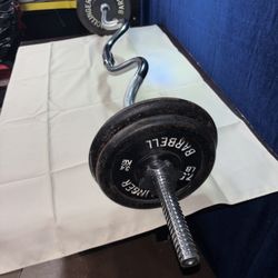 Curl Bar With 35 Lbs Of Plates