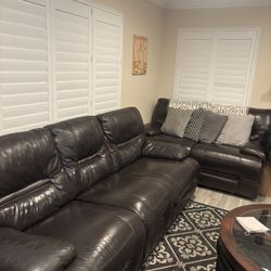 SET Brown leather sofa and love seat