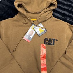 Premium Quality Tan Caterpillar Men’s Medium Hoodie!  #CAT 