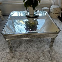 Square Glass Coffee Table Silver 